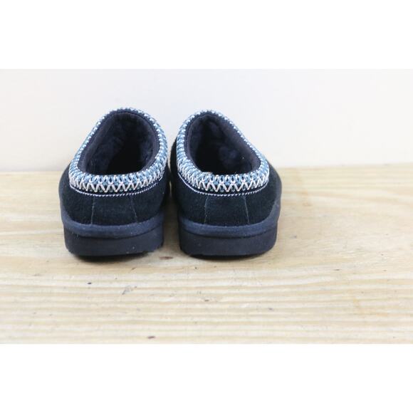 Ugg Slippers Kids 1 Black Suede Tasman II Shearling Lined Slip On Unisex Shoes - Picture 3 of 7